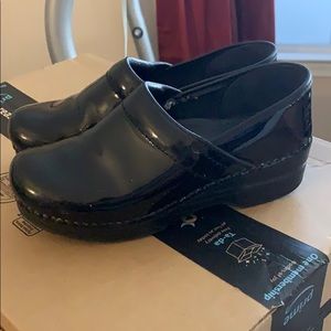 Dansko Black Patent Clogs